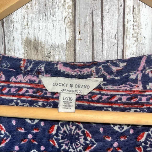 Lucky Brand Purple Boho Tie Neck Peasant Blouse - Picture 6 of 6